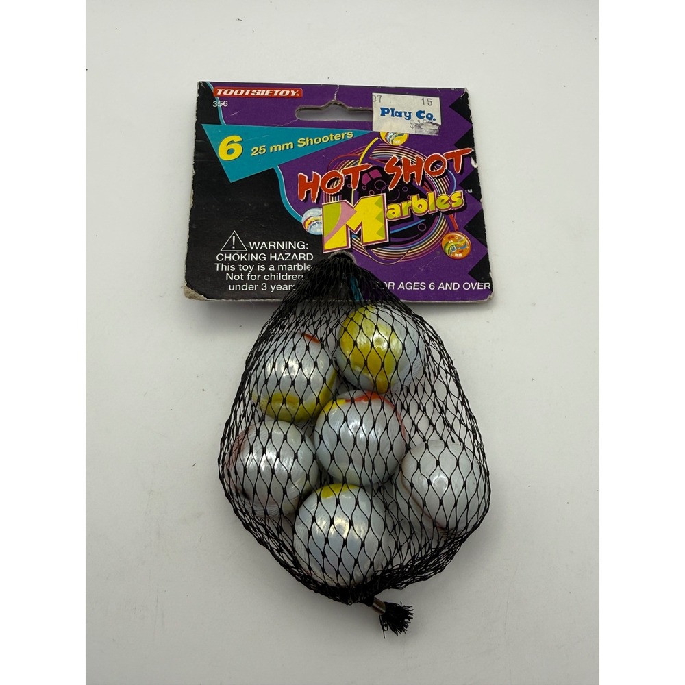 Vtg Tootsietoy Hot Shot Marbles 6 Count 25mm Shooters Vintage 1995 New Packaging
